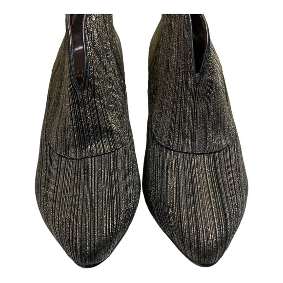 STUART WEITZMAN Black/Gold Metallic Stiletto Ankle Boots Booties Womens 9M EUC - Picture 4 of 13